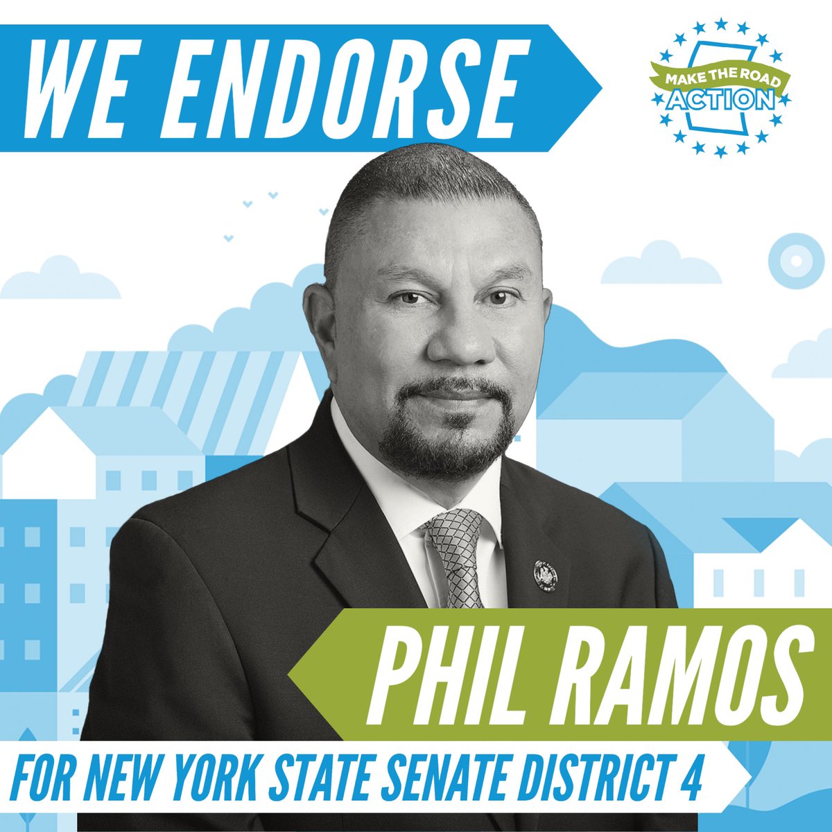 We PROUDLY endorse <a href="/PhilRamos6AD/">Phil Ramos</a> for NY State Senate! 
 
Assemblymember Ramos has stood strong with us on countless issues, incl. restoring access to driver's licenses to all NYers. #GreenlightNY
 
As a Senator, we know he'll work to deliver #Coverage4All, #ExcludedNoMore, y más!