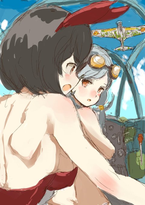 #コトブキ飛行隊 水着ケイトとバニーキリエ in 九七式艦攻。エフトイズの食玩九十七式一号艦上攻撃機組み立ててみましたが、ちょっと驚くほど古めかしく感じる機体ですね。これでも開発... https://t.co/j9pZS9bcSa 