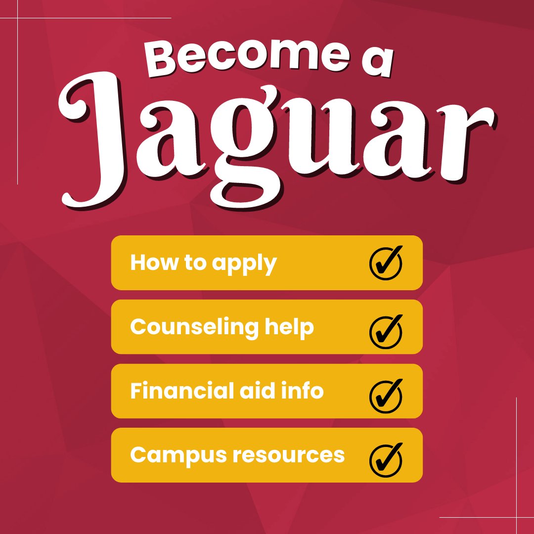 SWC_college's tweet photo. Become a Jaguar at our upcoming Outreach workshop on Thursday, Aug. 4. Come get help with:
✅How to apply and register 
✅Counseling
✅Financial aid
✅Campus resources

Register at https://t.co/ID9cq5j68C or find all upcoming workshops at https://t.co/VMCHdyMJIH https://t.co/SgW97SRQRv