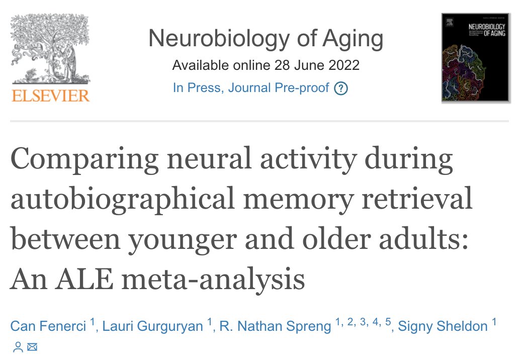 A recent meta-analysis explored the neural correlates of autobiographical memory changes associated with aging. The quantitative meta-analysis was led by PhD student Can Fenerci and Professor Signy Sheldon. They found age variant brain activity for autobiographical memory.