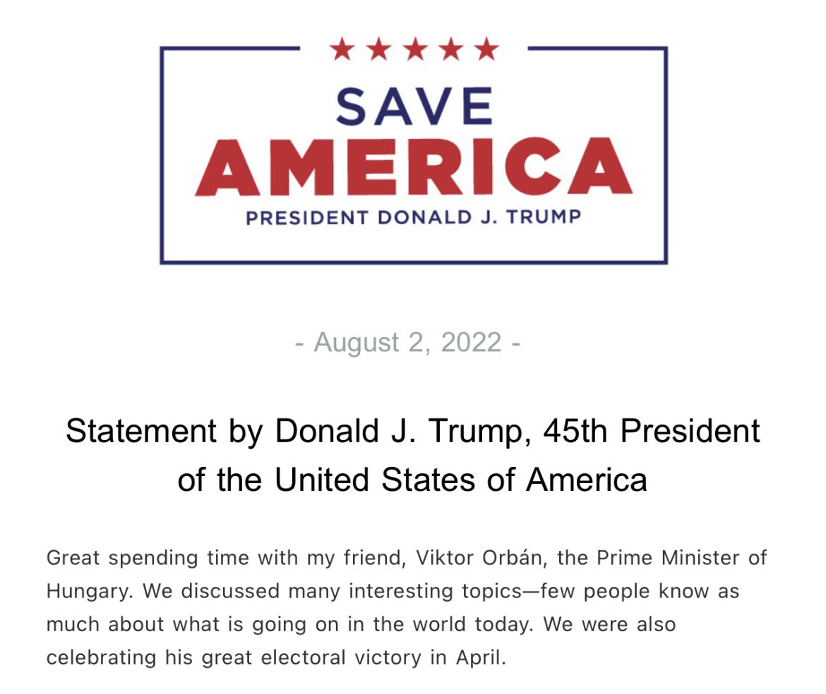 RSBNetwork's tweet image. Statement by Donald J. Trump, 45th President of the United States of America