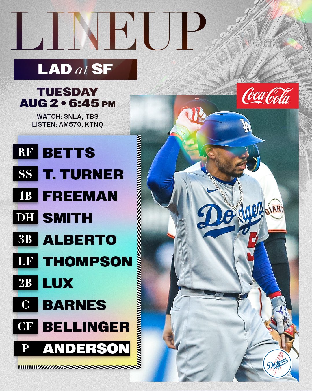Los Angeles Dodgers on X: Tonight's #Dodgers lineup at Giants