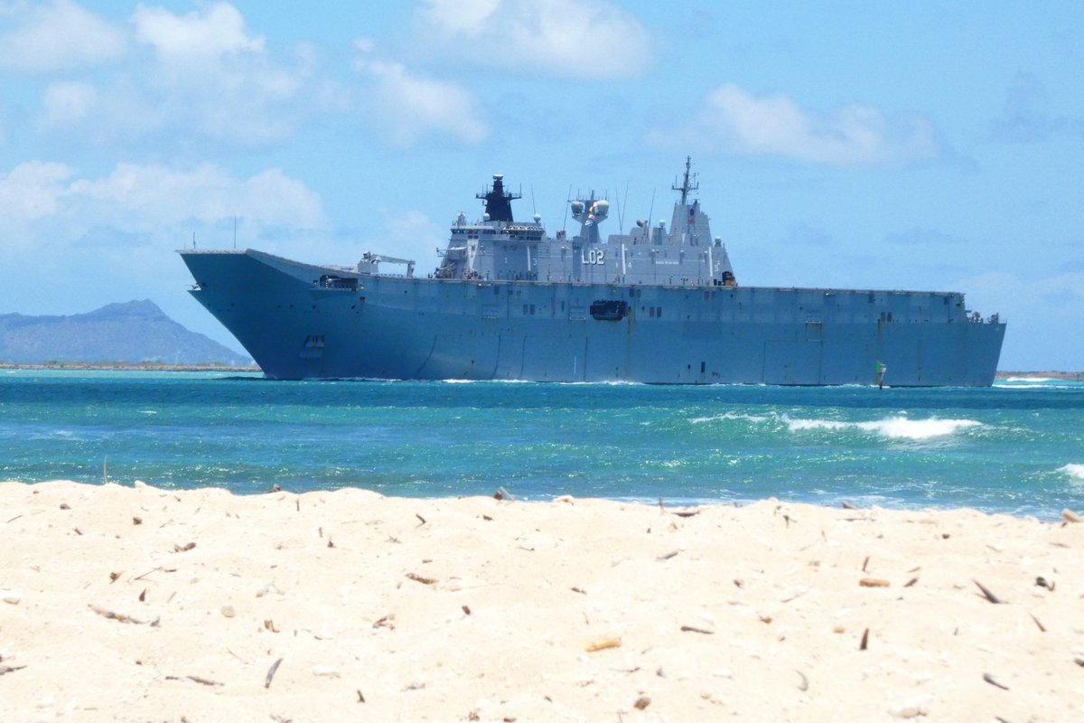 Royal Australian Navy Canberra-class landing helicopter dock HMAS Canberra (L02) coming into Pearl Harbor - August 2, 2022 #hmascanberra #l02