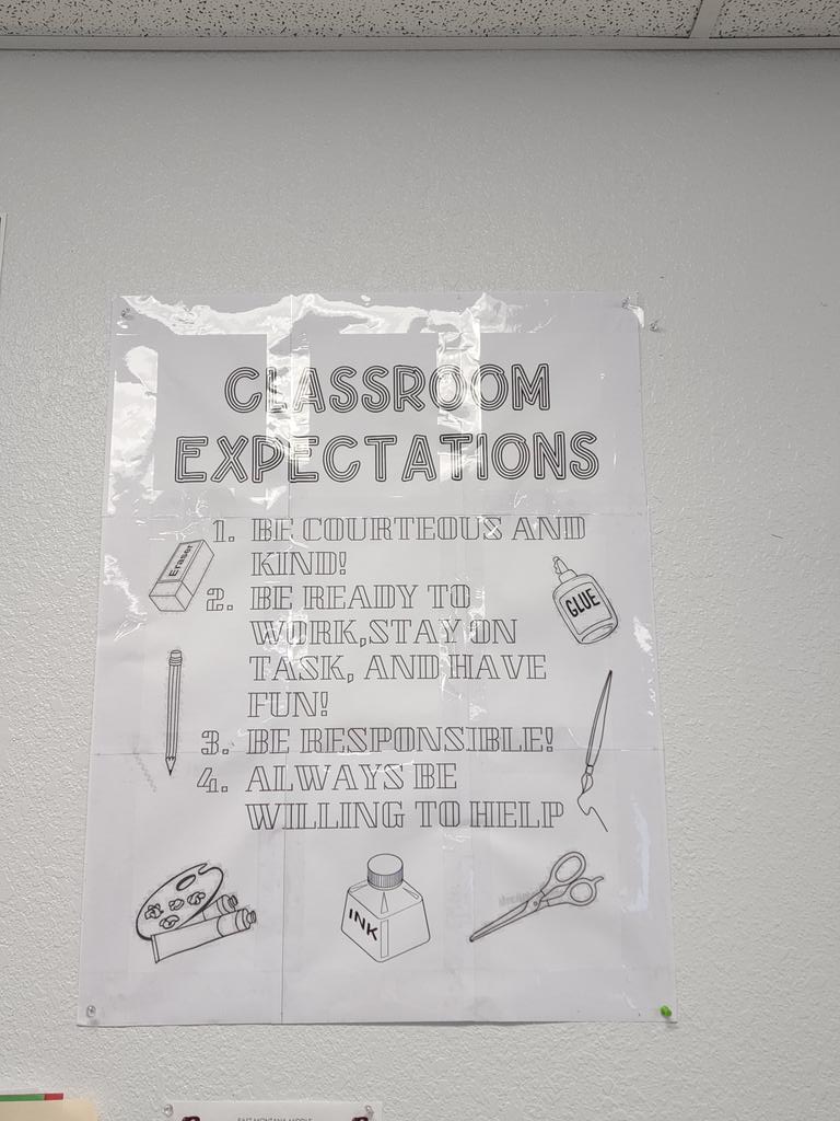 missalexsan's tweet photo. Mr. Tovar created amazing classrom expectations alongside his students! It's exciting to see students expected to have FUN! He also promoted school wide behavior during SEL Monday using art wow. #HeartFirstClintISD @EMMS_Gutierrez @Team_EMMS @OliverAP_EMMS  @Jcline_ClintISD https://t.co/cGemBVjiKp