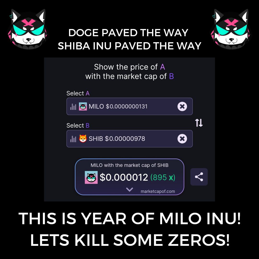 cmoongems's tweet photo. @MiloInu @OfficialTravlad 🔴 2014 - You missed $DOGE
🔴 2015 - You missed $XRP
🔴 2016 - You missed $ETH
🔴 2017 - You missed $ADA
🔴 2018 - You missed $BNB
🔴 2019 - You missed $LINK
🔴 2020 - You missed $DOT
🔴 2021 - You missed $SHIB
🟢 In 2022, don't miss $MILO

#1000xgem ♥️ #MiloInu @MiloInu https://t.co/s81La9nvF2