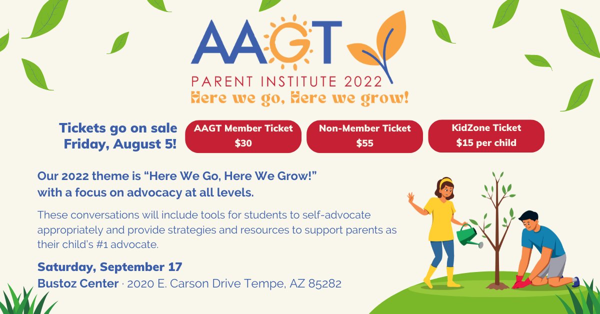 GiftedAZ's tweet photo. #SaveTheDate! AAGT's Parent Institute event returns on Saturday, September 17th!

Tickets will be available at https://t.co/PW1oXXtbbH on Friday, August 5th https://t.co/J70lCOypaS