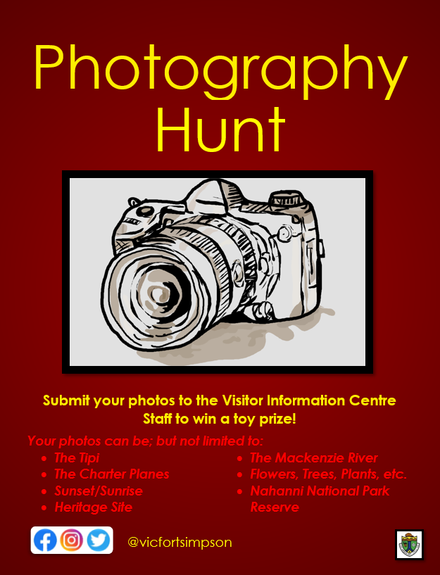 The Visitor Information Centre is holding a Photography Hunt for anyone and everyone! We have toy prizes to give away!  Can do it on your own time and submit the photos to the VIC staff 😀