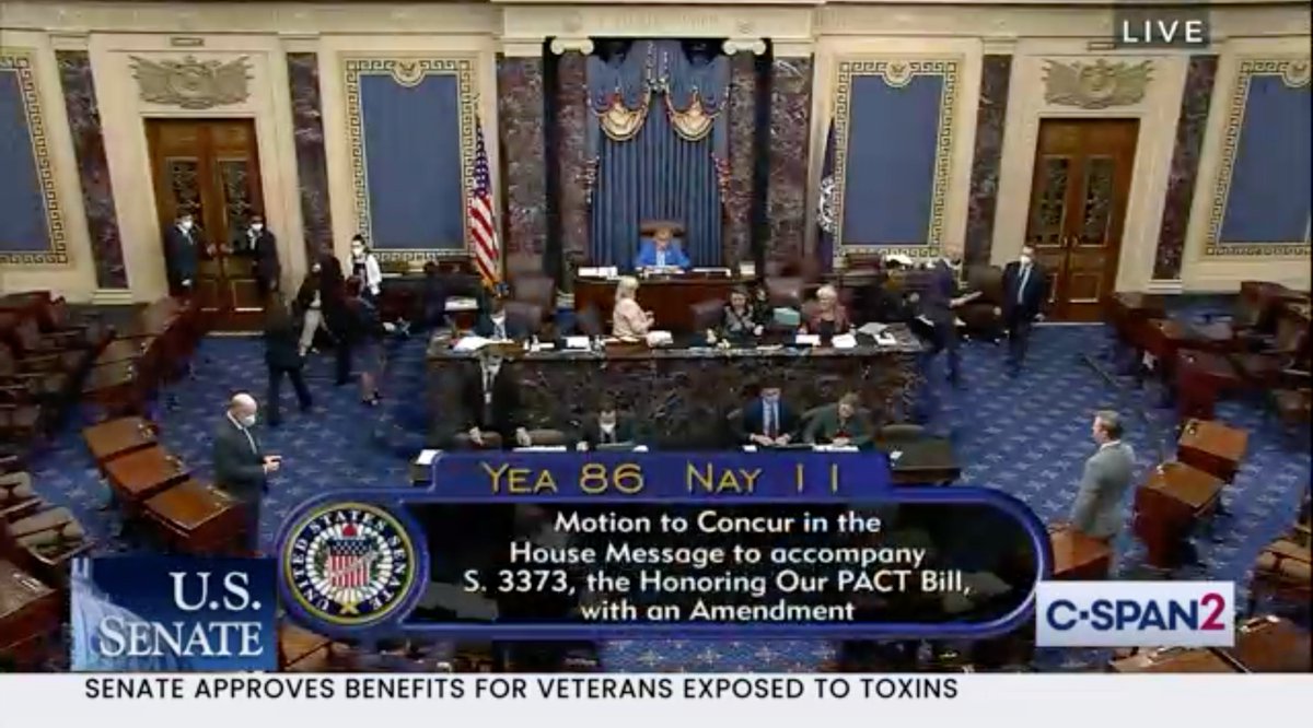 The #PACTAct has passed the Senate! This is for all our brave veterans, and especially for all those who fought so hard in their final days to make sure no one else would go through what they did.