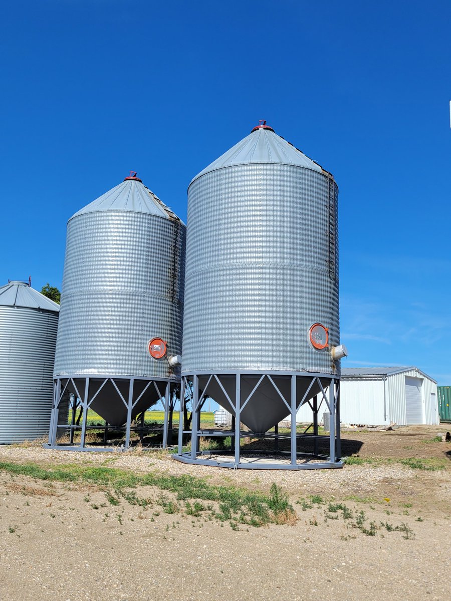 2 hopper bins for sale.  Don't need them again this year!  +/- 4000 bu.  Lids and roof are fine
Call 306 831 8799 located close to rosetown.