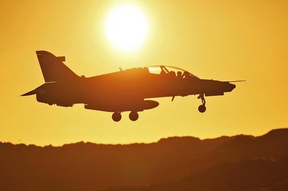An ⁦<a href="/RAF_Valley/">RAF Valley</a>⁩ Hawk T2 landing at sunset ⁦<a href="/IVSqnRAF/">IV(R) Sqn RAF</a>⁩ ⁦<a href="/XXVSqn/">XXV(Fighter) Squadron</a>⁩