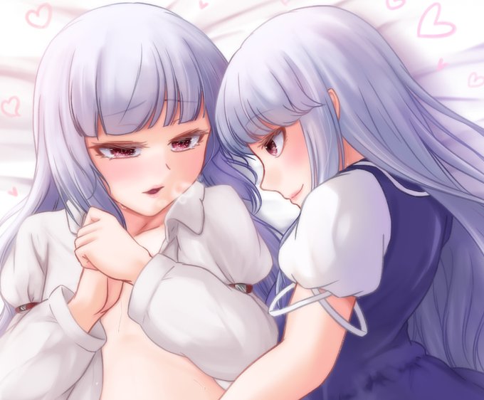 [R-18] イチャイチャ中♡ #東方Project #藤原妹紅 #上白沢慧音 #百合 https://t.co/936sNdOIgv 