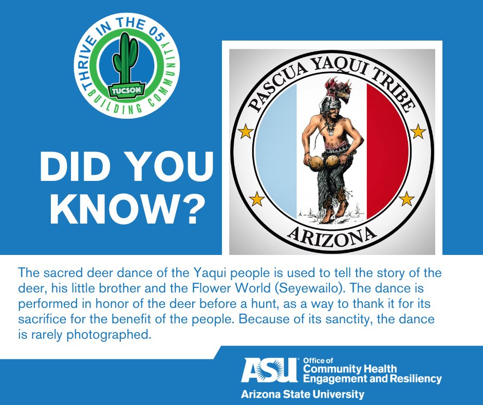 AsuOcher's tweet photo. The Pascua Yaqui Tribe have been living in the 85705 zip code for 100 years, but have been on these lands for thousands more. They have a rich culture filled with traditions that span both sides of the Mexican-American border. #Yaqui #community #thriveinthe05 #pima #PimaCounty https://t.co/wY0eHYrJbZ