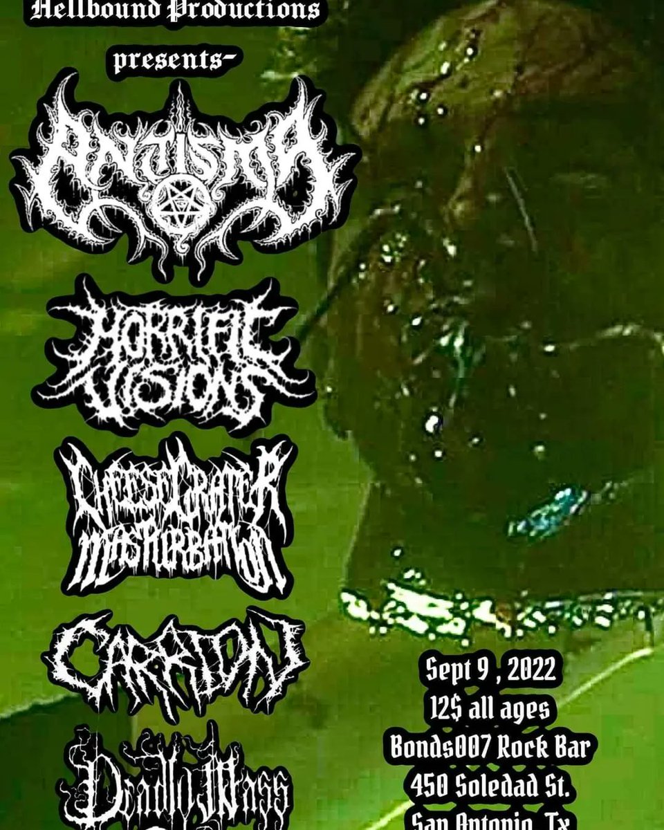 HV_SABD's tweet photo. Horrific Visions has a few shows coming up in the month of September! If you're in the area come out and support all the bands! #Deathmetal #brutaldeathmetal #txdm #sabd https://t.co/PuGONBAdFC