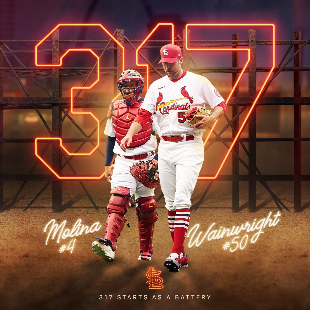 Cardinals's tweet photo. 3⃣1⃣7⃣

Yadi and Waino have passed Warren Spahn and Del Crandall for 2nd place all-time in MLB history! https://t.co/M7gN5imoWJ