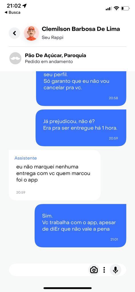 FabricioCFG78's tweet photo. @RappiBrasil Entrega não realizada, suporte não atende, colaborador nem aí. https://t.co/dc7YZx6V4R