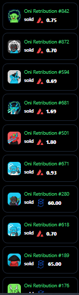 SWOLCharlie's tweet photo. These are the last few sales on @0xCampfire ๐ฅ๐ฅ๐ฅ
#OnisRetribution floor getting thin, REAL quick!
I liked the original art, but this is ELEVATED!
@PotluckProtocol @_TrueVoodoo $AVAX $FTM #NFT #StakingRewards https://t.co/Li2KhZ4CRn