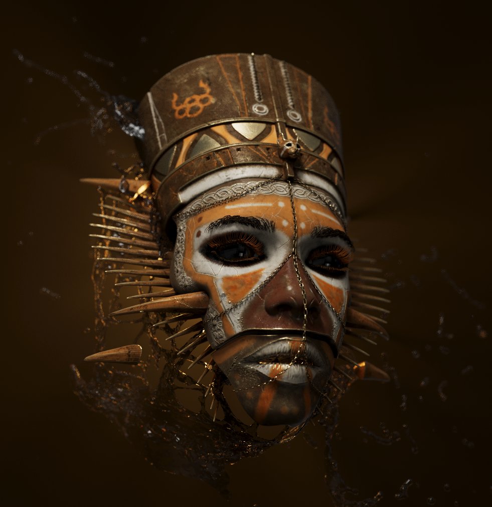 Textured African mask concept I created earlier this year. #zbrush #conceptart #sculpt #design #redshift #personalwork #cgi #substancepainter #cinema4d