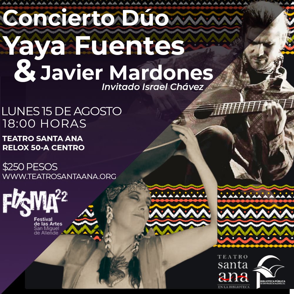 NUEVA JORNADA EN TEATRO SANTA ANA .... con este Dúo de ricura !!! invitado , el percusionista Mexicano Israel Chavez .Canciones de autor y algunos temazos de la vida latinoamericana y del mundo Han sido lindas las Jornadas y ser parte de este ciclo mensual es un lujo ! ... Vaya!