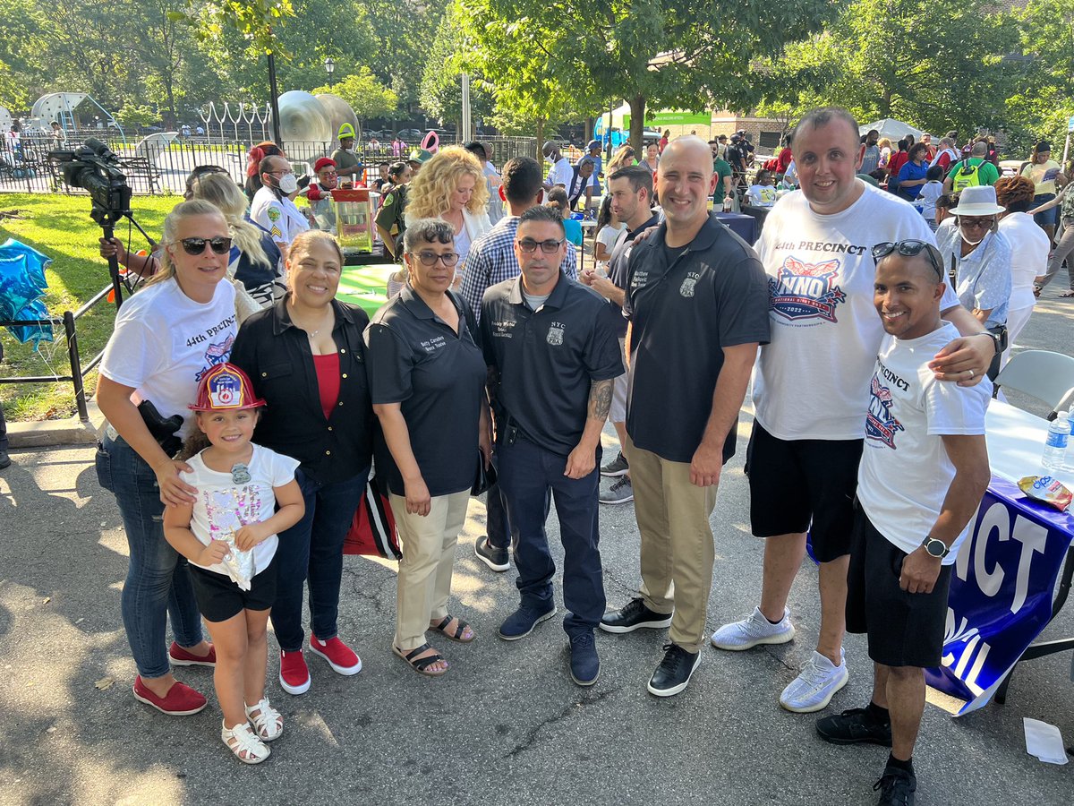 NYCPBA's tweet photo. PBA Bronx crew swings through @NYPD44Pct @NYPD47Pct @NYPD48 for #NationalNightOut2022. The Bronx knows #WeNeedPolice. https://t.co/1He7wJvuka