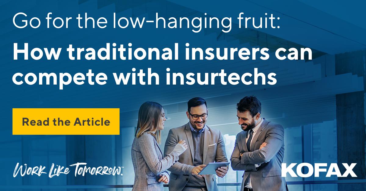 amandaingalls2's tweet photo. When it comes to #digitaltransformation, there are 3 processes traditional insurers can automate to see big returns quickly: applicant onboarding, claims processing, and underwriting. Read more from Kofax VP of UKI, Jim Close: https://t.co/Ni4rinwnGq

#insurance #insurtech https://t.co/xc9QaM0fZb