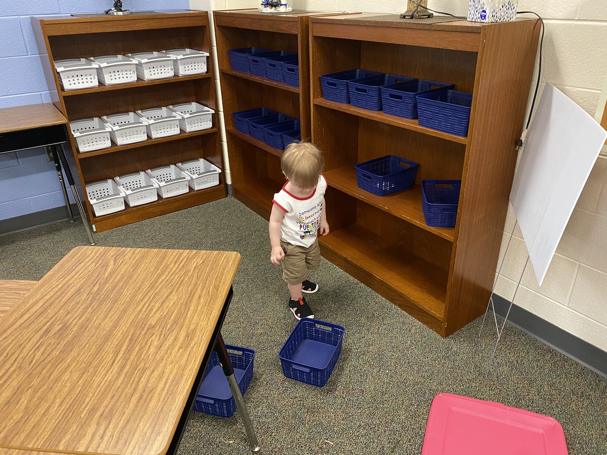 PRE_Shortman's tweet photo. Classroom set up progress. Not sure if my little helper was actually helping. #classroomsetup. #happynewschoolyear. #pre_explorers https://t.co/i1jk3124tv