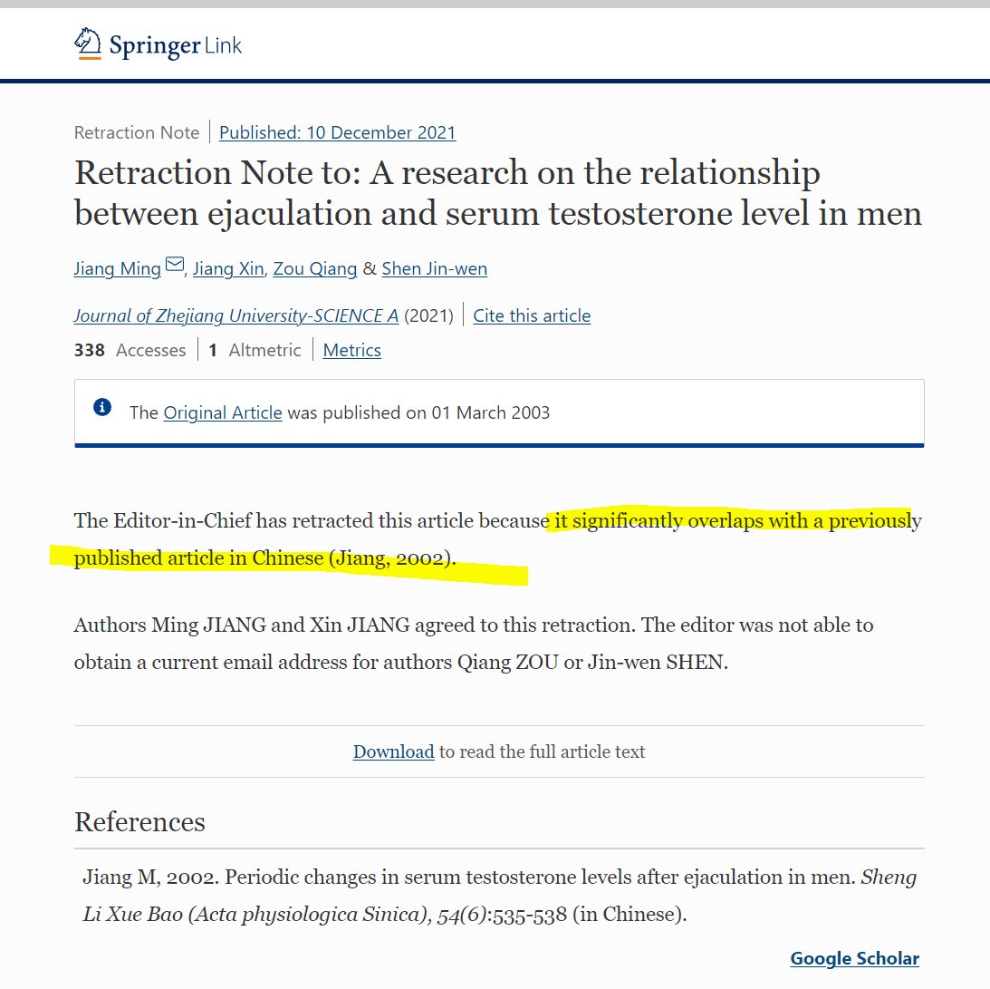 Porn shills are claiming that a popular study that found a spike in blood serum testosterone levels on day 7 of abstinence has been retracted..

It hasn’t.

pubmed.ncbi.nlm.nih.gov/12506329/

In reality, a TRANSLATION of the original paper was “retracted” for being a duplicate of original.
