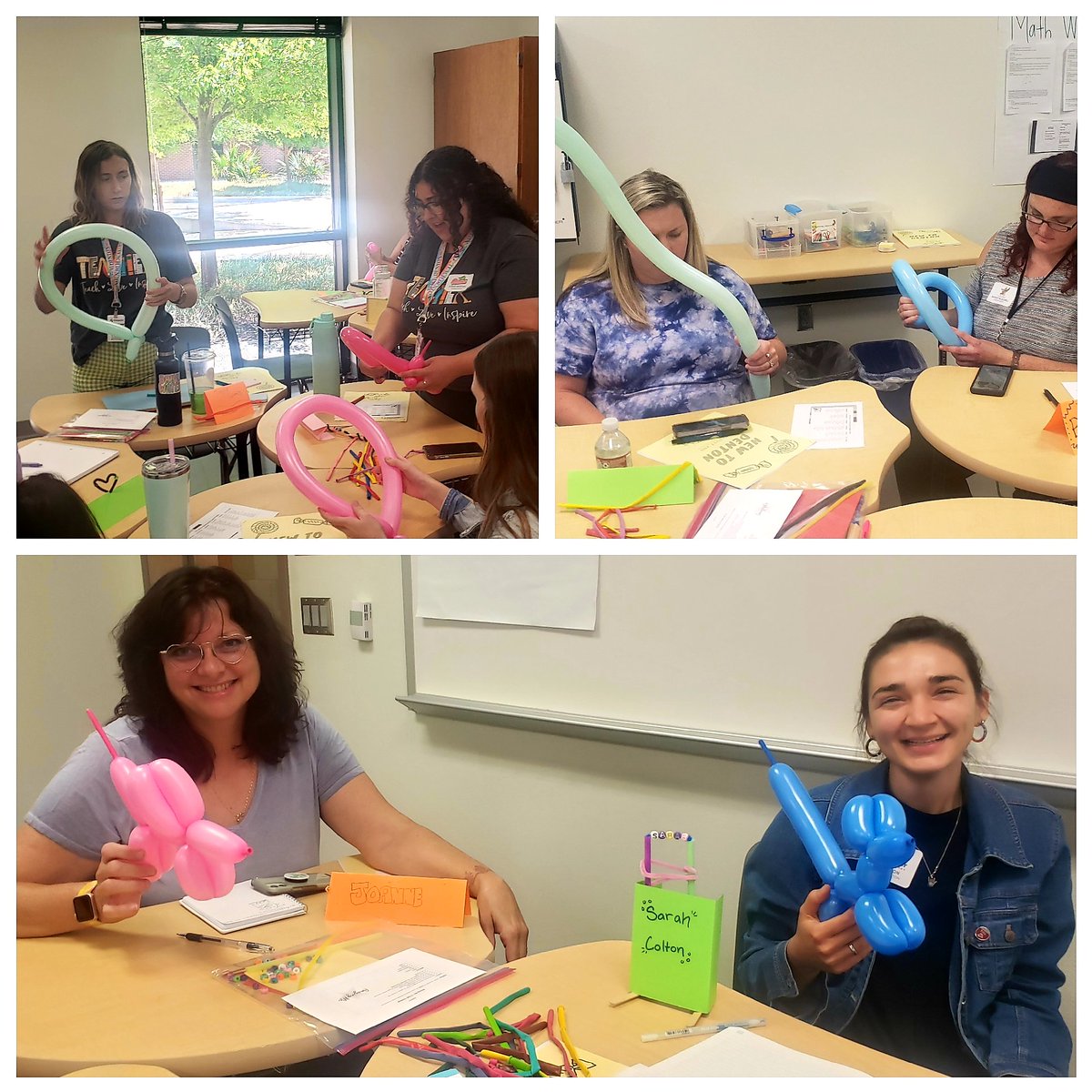 #New2Denton kindergarten teachers embraced the productive struggle while learning the components of workshop. Some balloons popped and a few people nailed it! 😁 Lots of laughs and learning conversations happened. #kindergartenteachersrock  #welcometodentonisd <a href="/dfletcher_ic/">Danielle Fletcher</a>