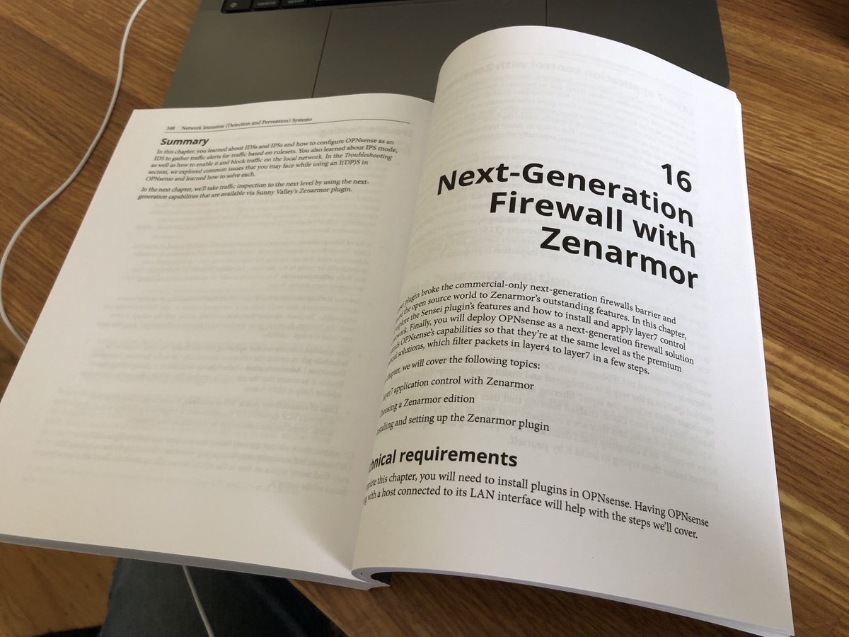 Just received my copy of the book "OPNsense Beginner to Professional". 

The author <a href="/julio_cbc/">juliocbc</a> provides a complete guide to managing an <a href="/opnsense/">OPNsense</a> enterprise firewall.

Includes a dedicated chapter to <a href="/zenarmor/">zenarmor</a> as well !

#zenarmor #OPNsense <a href="/CloudfenceSec/">Cloudfence</a>