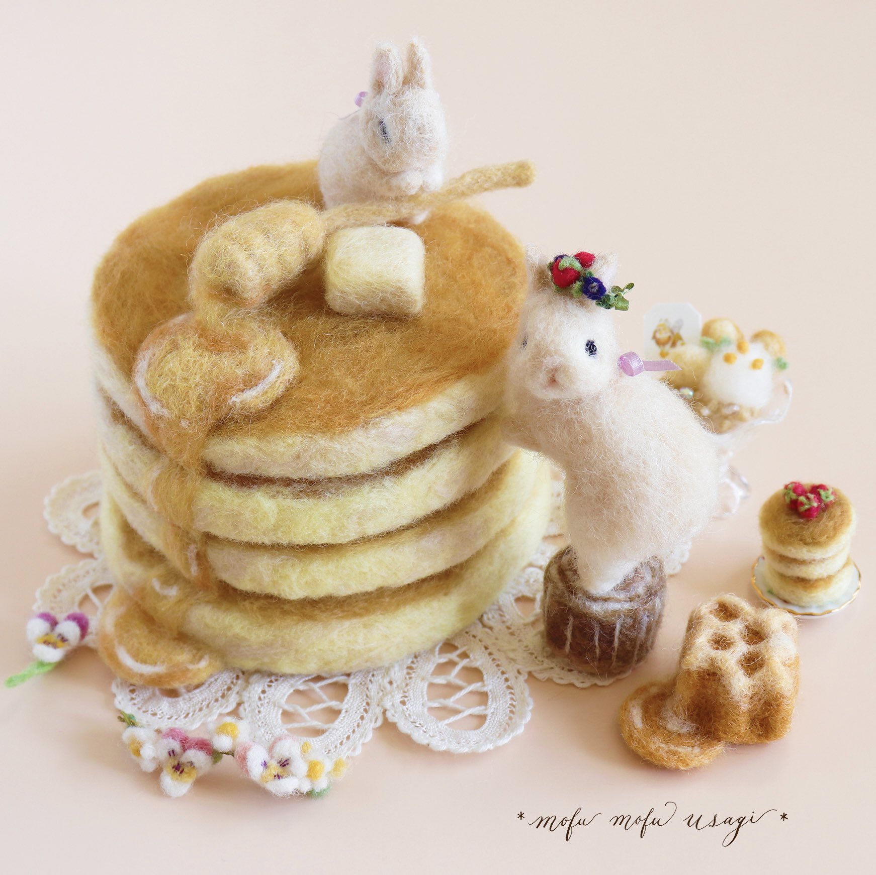 うさぎのパンケーキキーホルダーフェイクスイーツ うさぎのパンケーキキーホルダーフェイクスイーツ