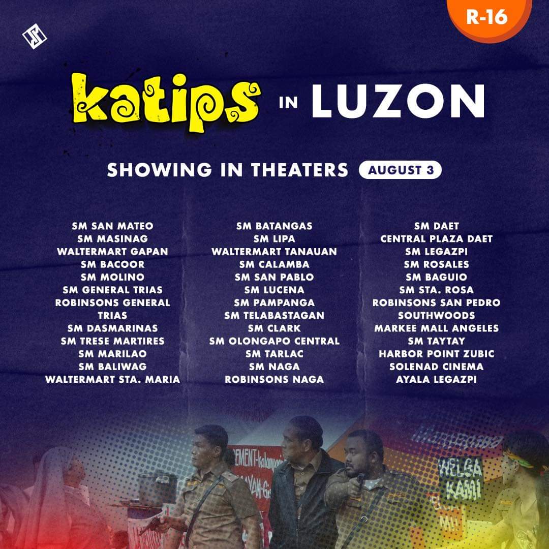 VinceTanada's tweet image. Today is the day! #Katips opens today. Find here below the complete list of cinemas. Pls watch #KatipsTheMovie today...and please pray for us.