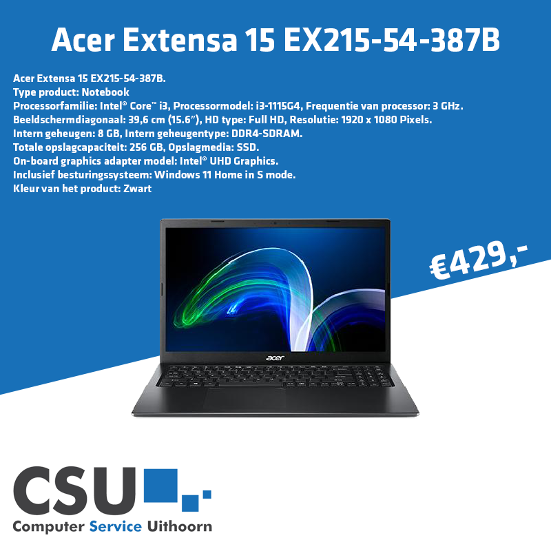 CSU_CSUithoorn's tweet photo. 💻Acer Extensa 15 EX215-54-387B. 

Bestellen kan in de winkel of in de webshop!
https://t.co/BJ7HcpC75C

#Uithoorn #Aalsmeer #DeKwakel #Amstelveen #Mijdrecht #DeHoef #Kudelstaart
#Service #LaptopReparatie #reparatielaptop #CSU #Digitotaal #Reparatie #Laptop #ComputerReparatie https://t.co/iEz3dsbhm9