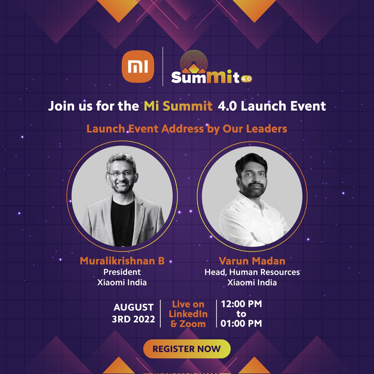 hawkeye's tweet photo. Less than 10 mins to go, I am excited to join all of you for #MiSummit - our annual B-School case study competition
Join us to know more about our amazing culture & what Mi Summit 4.0 has in store for you
Live on LinkedIn π
https://t.co/Wo70EdDX95
#XiaomiIndia #MiSummit https://t.co/vHc7hLF87l