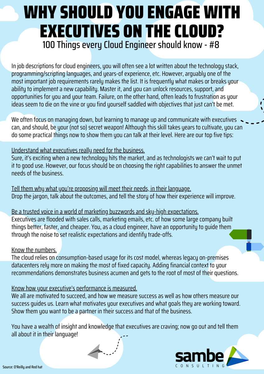 SambeConsulting's tweet photo. Have you ever wondered why you should engage with executives on the Cloud?? No worries, Sambe is here to help with our top 5 tips.

#Technology #whythecloud #Cloud #multicloud  #consulting #ITConsulting #itconsultingservices #consultingservices #cloudconsulting #toptips https://t.co/ADcUts1yEk
