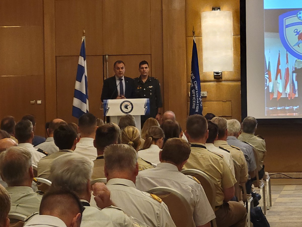 JMROW participants learning with our peers at CIOR from the Minister for National Defence of Greece, H.E. Nikolaos Panagiotopoulos about the Russian War on Ukraine #CIORSymposium #WeAreNATO #SlavaUkraini