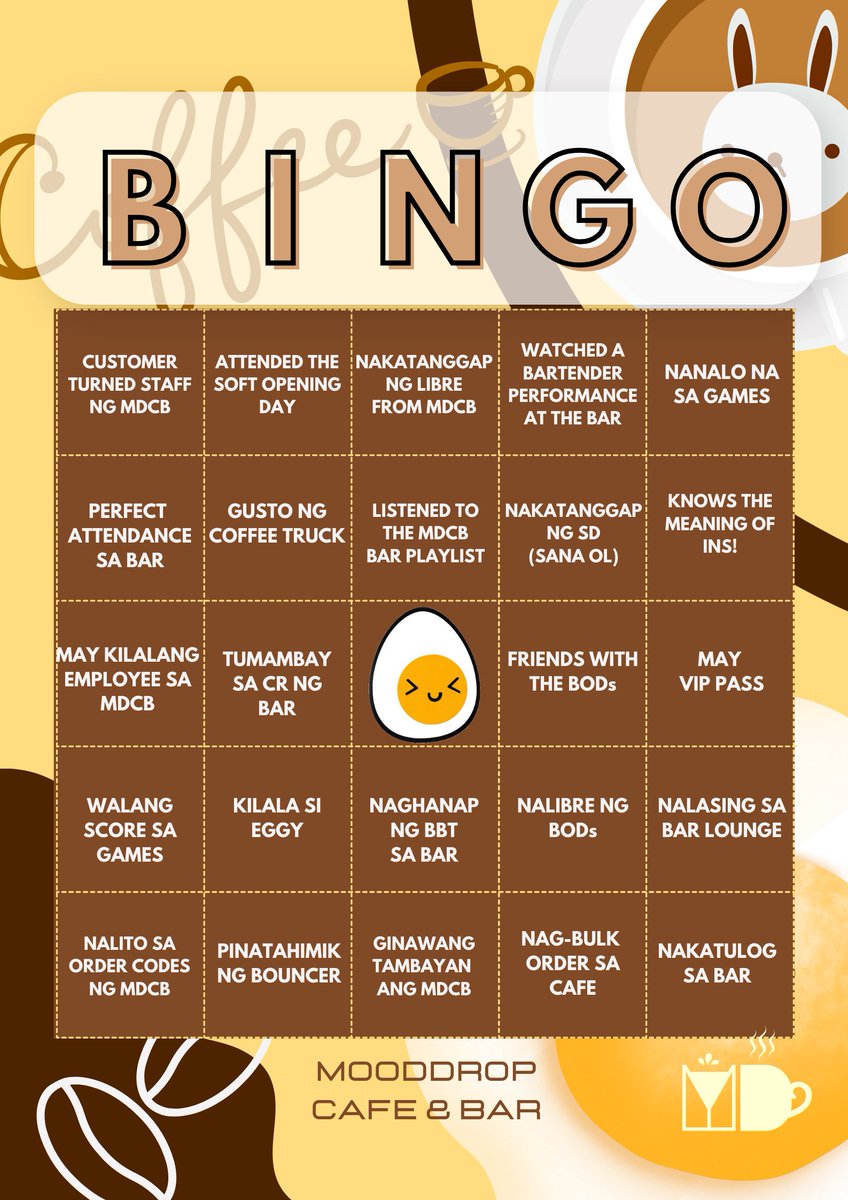 MDCafeandBar's tweet image. Magandang araw, Eggies!

Nais naming magpasalamat sa inyong patuloy na pagtangkilik sa MoodDrop Cafe and Bar. At ngayo'y umabot na kami ng 400 followers, nais namin kayo bigyan ng aming panghimagas sa pamamagitan ng isang paboritong laro na kinagigiliwan nating mga Pilipino!