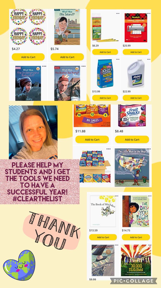 Would love to see my list will feel the love. I teach 5th grade in a rural district, so lots of farm land. My students could use supplies, books, and I try to have extra snacks on hand. TY! 😊♥️ #clearthelist #clearthelists22 #teachertwitter amazon.com/hz/wishlist/ls…?