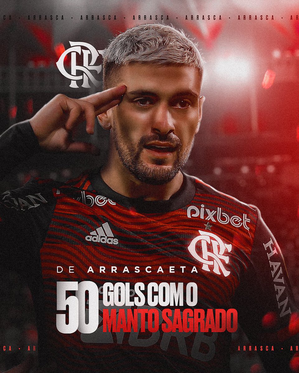 Flamengo's tweet photo. Arô! Avisa lá que o homem chegou a 50 gols com o Manto! 🇺🇾⚽️🥅

Parabéns, Arrasca! Nós te amamos! 

#VamosFlamengo https://t.co/NDUpBYPXtQ