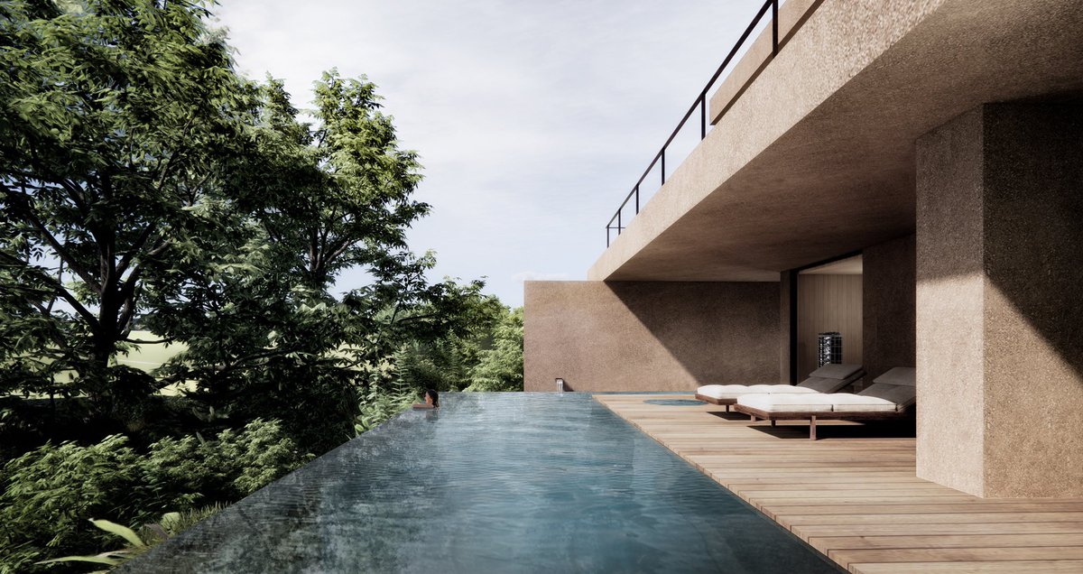 notahotel_com's tweet photo. "CAVE" will be newly built in NOT A HOTEL NASU.
The multi-floored house's earth-colored exterior blends naturally with the surrounding landscape. The swimming pool passage from indoors to the terrace mimics a cave. 
Designed by SUPPOSE DESIGN OFFICE
https://t.co/t7wjQj6f43 https://t.co/pMY7k0a1ZV