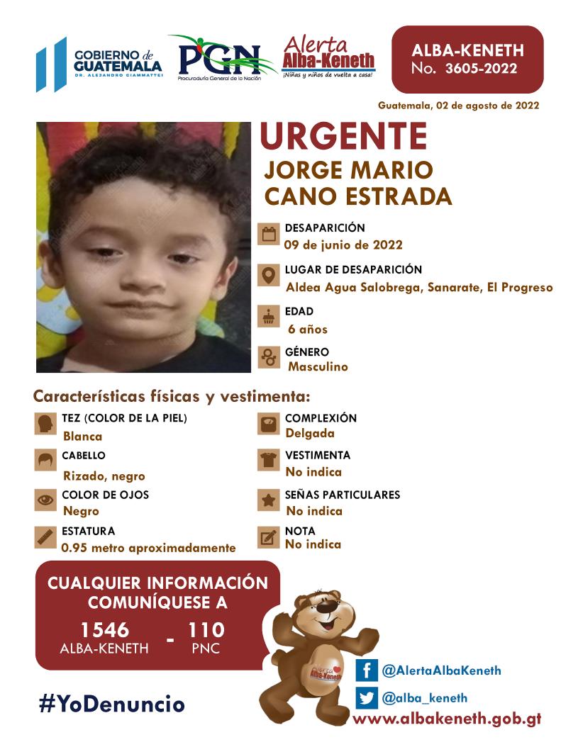 Por medio de la alerta <a href="/alba_keneth/">Alerta Alba-Keneth</a> se reporta la desaparición de esta persona. Si tiene información de su paradero comunicarse al teléfono 1546📲.