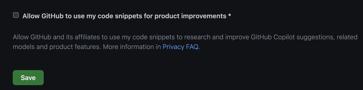 buried in github's settings (Settings -> Code Pilot) is this opt-out that y'all should probably click
