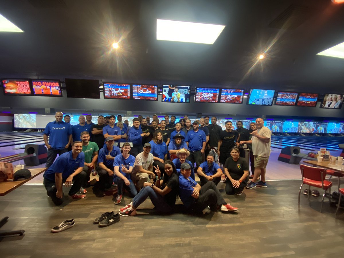 DahnnBrown's tweet photo. We celebrated our incredible Maintenance Teams today. Even when it’s 106 degrees outside, we found a way to give them some much deserved offsite fun and connection time. They cooled off and got their bowl on! 🎳💙💚 #camdenhappy https://t.co/mICjIN4R55