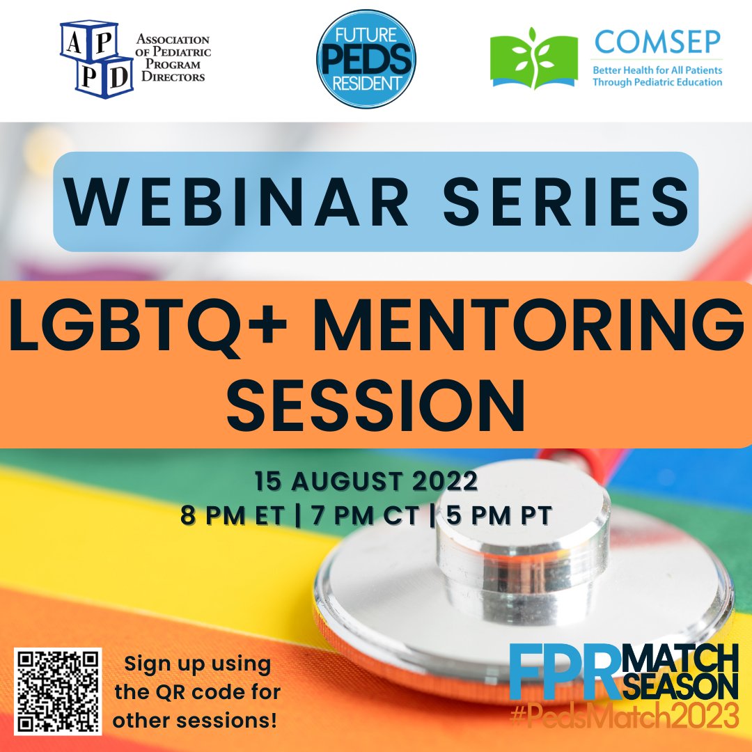 FuturePedsRes's tweet photo. 🤩 We are back! We have a new date for the LGBTQ+ #FPRWebinars and we are hoping you'd join us! 🫰
Register below to have all your questions answered about becoming a #ProudPridePediatrician👇
https://t.co/7aI0VlHfEp https://t.co/XpqNQmSU4e