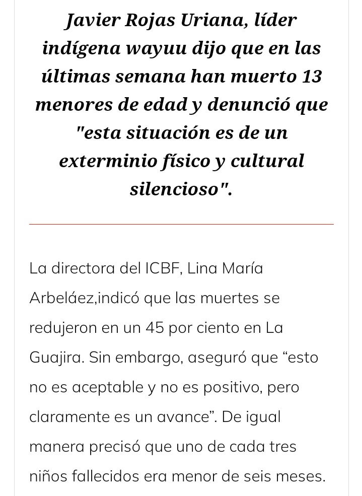 Erikaibarguenr's tweet photo. Indignante saber que durante la audiencia de seguimiento por la declaratoria de estado de cosas inconstitucional en el caso del pueblo indígena wayuu (Guajira) la Corte Constitucional diera a conocer que este año murieron 39 niños de esta etnia por desnutrición o causas asociadas https://t.co/zwVJ1xpxmr