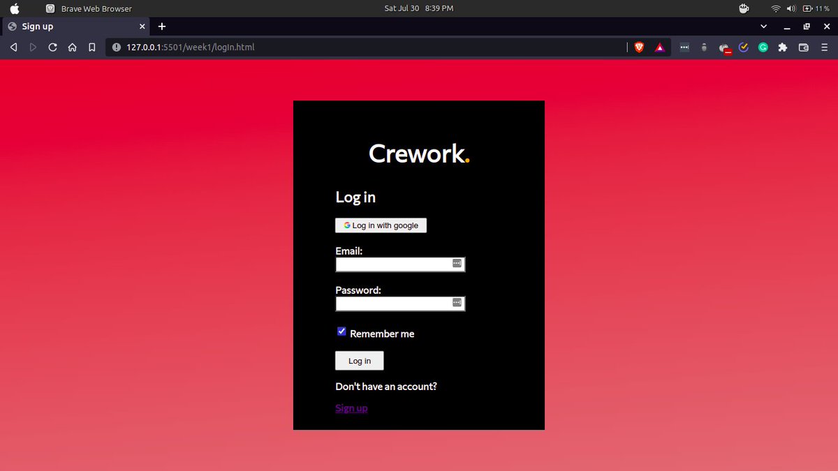 SuhailShaik02's tweet photo. Week 2 of @CreworkHQ's web development cohort, we learnt about CSS
Also added styling to the login/signup module
https://t.co/TURLn8f18s
#crework https://t.co/qgR1aEtkTm