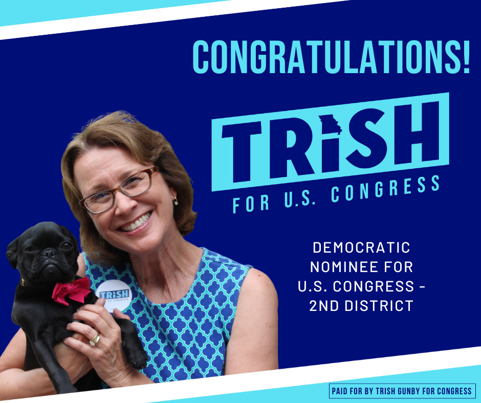 mo_political's tweet photo. Congratulations @TrishForMO on becoming the Democratic nominee for Missouri's 2nd Congressional District! Back to the doors! #TG2DC #PoweredByMOPolitical

Help Trish win MO-02: https://t.co/vJw4bmw2Vz https://t.co/Ql26ey9eLi