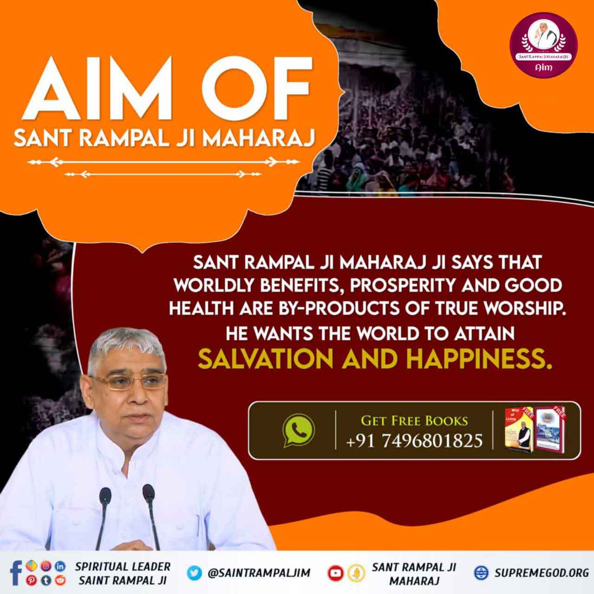 satkabir_'s tweet photo. #Aim_Of_SantRampalJiMaharaj
Is to give Salvation and happiness to everyone. This is possible if everyone follows way of worship given by Sant Rampal Ji Maharaj. https://t.co/OFpXdzbIDF