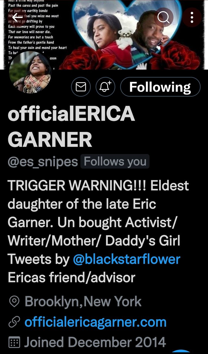 BoneKnightmare's tweet photo. #RIP to my friend and #EricGarners daughter #EricaGarner who pretty much died grief stricken. We miss you ma. https://t.co/gU2iLz4KdT