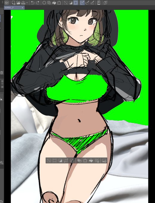 all right everyone what should I draw under her hoodie 