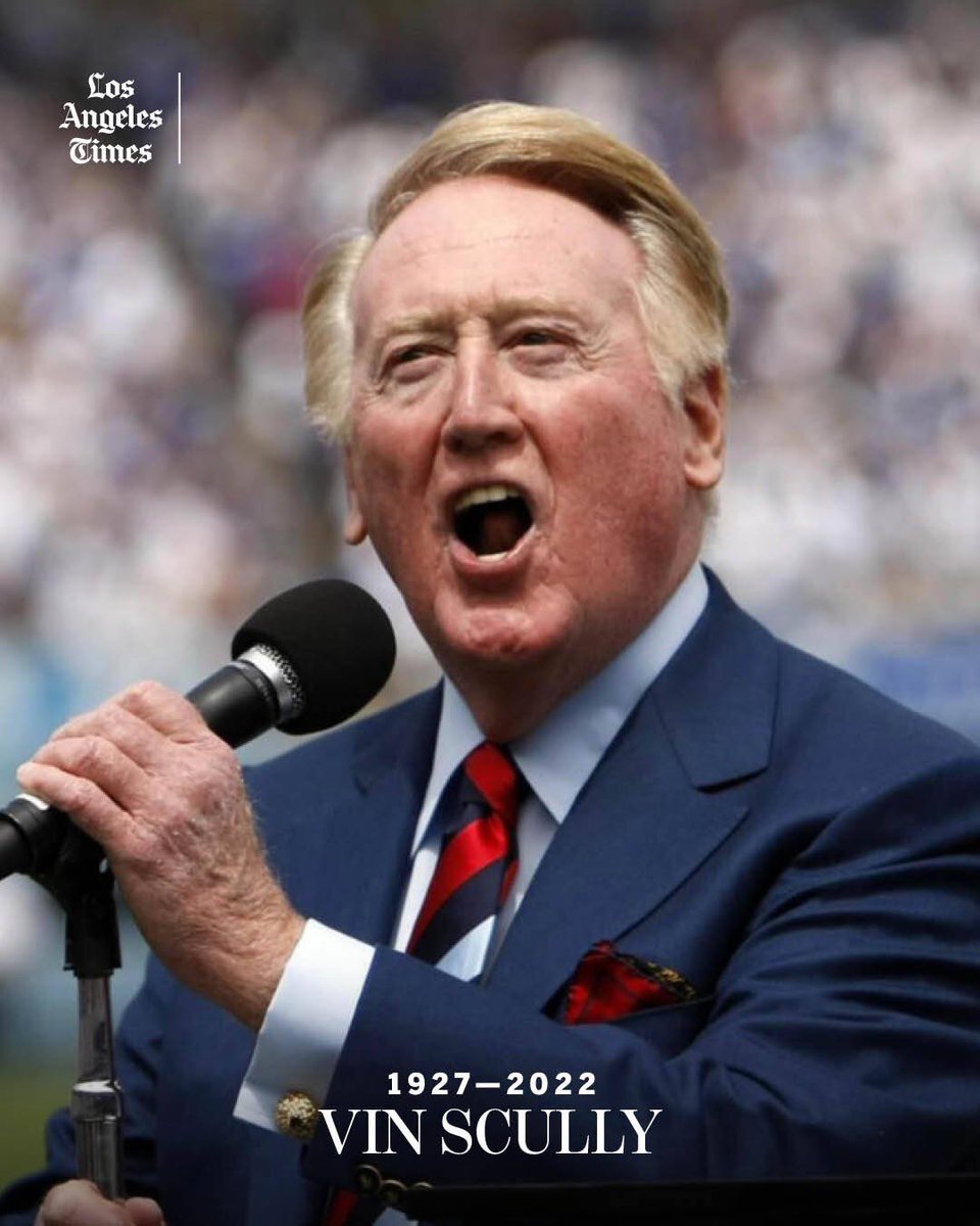 latimes's tweet image. Vin Scully, the forever the voice of the Dodgers, has died at 94
latimes.com/sports/dodgers…