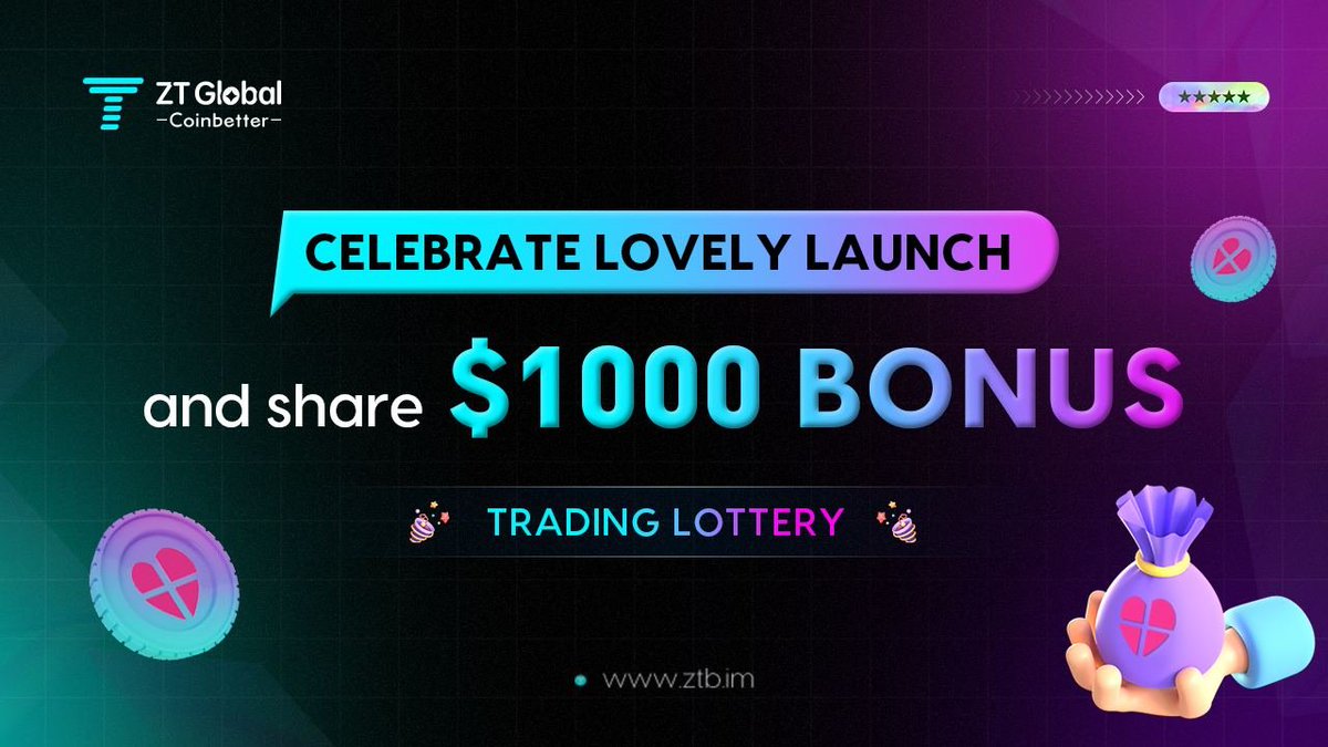 📢 $LOVELY Newlisting Celebration🎂

🍬Join us and enter a draw

❤️Follow <a href="/ZT_exchange/">ZT</a> &amp; @Lovely_finance
❤️RT &amp;@3 frds 
❤️Trade 200USDT worth of LOVELY to enter a draw
❤️Fill out:forms.gle/znNN9voyNs5uXB…

 🎁200 luckers get 5USDT each🎁

⏰9:00 3rd.Aug,~16:00.6th.Aug.2022(UTC)